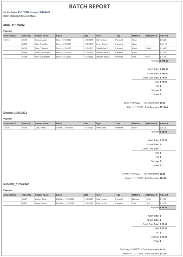 Example Batch Report