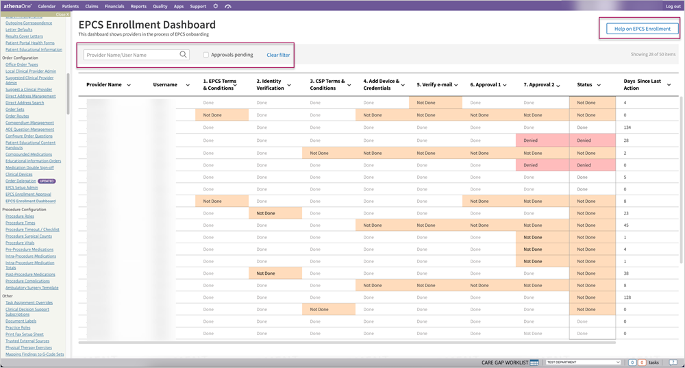 EPCS Enrollment Dashboard.
