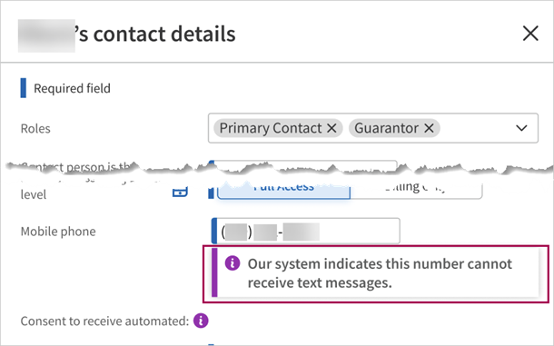 Our system indicates this number cannot receive text messages.