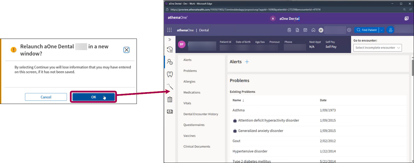 the relaunch message box and the launch to a new tab example 